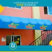 Outdoor awnings extend your brand to the front and sides